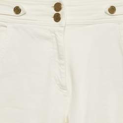 Pre Owned Elisabetta Franchi White Denim Wide-Leg Jeans S Waist 25"