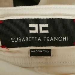 Pre Owned Elisabetta Franchi White Denim Wide-Leg Jeans S Waist 25"
