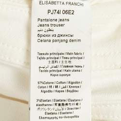 Pre Owned Elisabetta Franchi White Denim Wide-Leg Jeans S Waist 25"