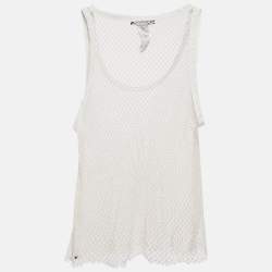 Elisabetta Franchi White Mesh Sheet Tank Top M