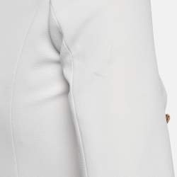 Pre Owned  Elisabetta Franchi White Crepe Double Breasted Blazer S