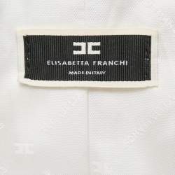 Pre Owned  Elisabetta Franchi White Crepe Double Breasted Blazer S