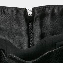 Elisabetta Franchi Black Faux Leather Belted Neoprene Flared Mini Skirt M