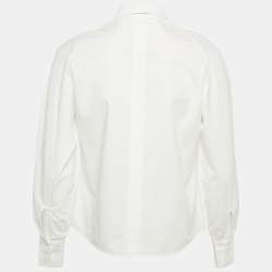 Pre Owned Elisabetta Franchi White Cotton Button Front Tuxedo Shirt S