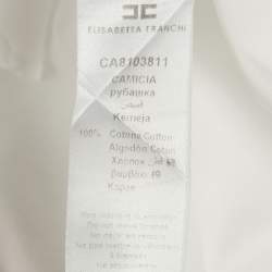Pre Owned Elisabetta Franchi White Cotton Button Front Tuxedo Shirt S