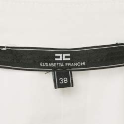 Pre Owned Elisabetta Franchi White Cotton Button Front Tuxedo Shirt S