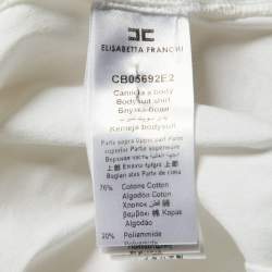 Pre Owned Elisabetta Franchi White Cotton Bow Detail Bodysuit M
