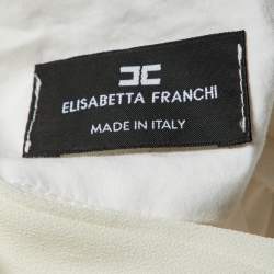 Pre Owned Elisabetta Franchi White Cotton Bow Detail Bodysuit M