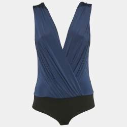 Elisabetta Franchi Navy Blue Jersey Sleeveless Bodysuit S