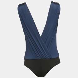 Elisabetta Franchi Navy Blue Jersey Sleeveless Bodysuit S