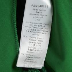 Pre Owned Elisabetta Franchi Green/Cream Striped Lurex Knit Cut-Out Detail Gown M