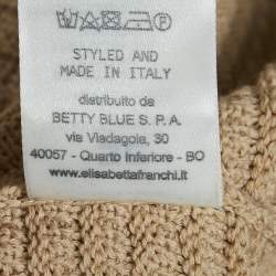 Pre Owned Elisabetta Franchi Beige Cotton Blend Knit Fringed Mini Dress M