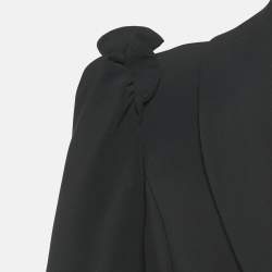 Elisabetta Franchi Black Nylon Ruffled Detail Blazer M