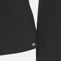Elisabetta Franchi Black Nylon Ruffled Detail Blazer M