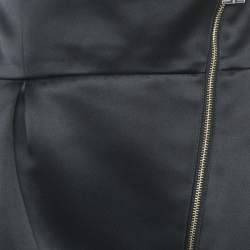 Pre Owned Elisabetta Franchi Black Satin Zip Detail Maxi Skirt M