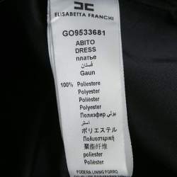 Pre Owned Elisabetta Franchi Black Satin Zip Detail Maxi Skirt M