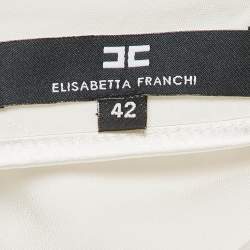 Elisabetta Franchi Off-White Crepe Draped Asymmetric Skirt M