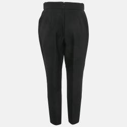 Pre Owned Elisabetta Franchi Black Gabardine Lock Detail Trousers L