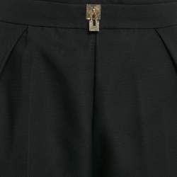 Pre Owned Elisabetta Franchi Black Gabardine Lock Detail Trousers L