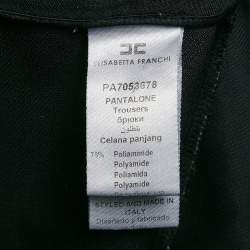 Pre Owned Elisabetta Franchi Black Gabardine Lock Detail Trousers L