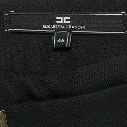 Pre Owned Elisabetta Franchi Black Gabardine Lock Detail Trousers L