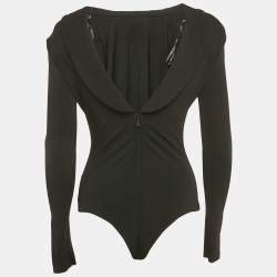 Pre Owned Elisabetta Franchi Black Jersey Full Sleeve Bodysuit M