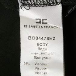 Pre Owned Elisabetta Franchi Black Jersey Full Sleeve Bodysuit M