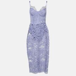 Elisabetta Franchi Purple Lace Sleeveless Midi Dress M