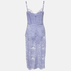 Elisabetta Franchi Purple Lace Sleeveless Midi Dress M