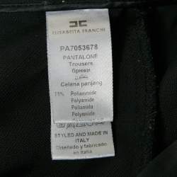 Elisabetta Franchi Black Gabardine Lock Detail Trousers L