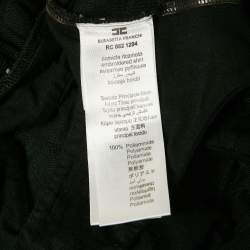 Pre Owned Elisabetta Franchi Gold Black Embellished Tulle Sleeveless Bodysuit S