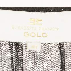 Pre Owned Elisabetta Franchi Gold Black Embellished Tulle Sleeveless Bodysuit S