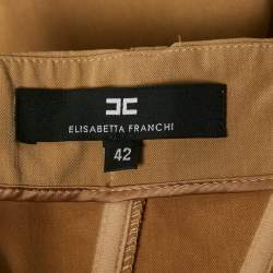 Elisabetta Franchi Light Brown Button Detail Strapless Mini Dress M