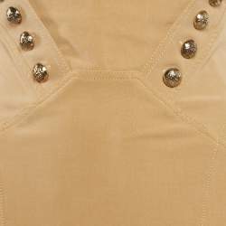 Elisabetta Franchi Light Brown Button Detail Strapless Mini Dress M