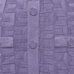 Pre Owned Elisabetta Franchi Purple Knit Patterned V-Neck Mini Dress M