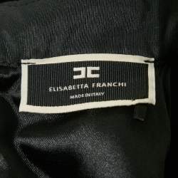 Pre Owned Elisabetta Franchi Black Cut-Out Sweetheart Neck Detail Blouse M