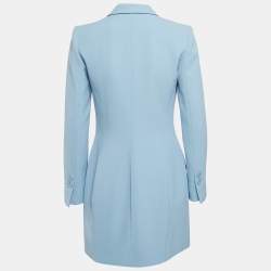 Pre Owned Elisabetta Franchi Blue Crepe Double Breasted Blazer Dress M