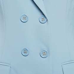 Pre Owned Elisabetta Franchi Blue Crepe Double Breasted Blazer Dress M
