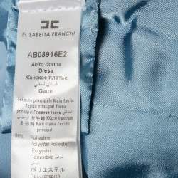 Pre Owned Elisabetta Franchi Blue Crepe Double Breasted Blazer Dress M