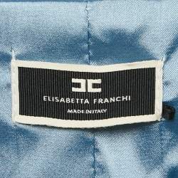 Pre Owned Elisabetta Franchi Blue Crepe Double Breasted Blazer Dress M