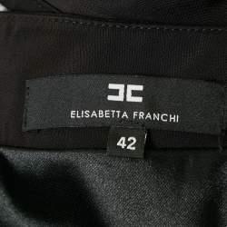 Pre Owned Elisabetta Franchi Black Crepe Cut-Out One Shoulder Midi Dress M