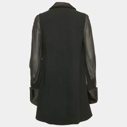 Elisabetta Franchi Black Crepe Full Sleeve Mini Dress M