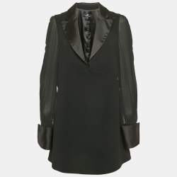 Elisabetta Franchi Black Crepe Full Sleeve Mini Dress M