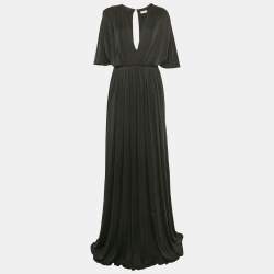 Elisabetta Franchi Black Jersey V-Neck Gown M