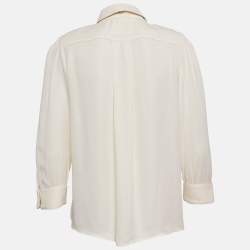 Elisabetta Franchi Cream Crepe Button Front Shirt S