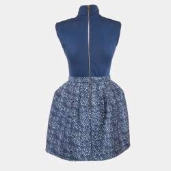 Pre Owned Elisabetta Franchi Blue Printed Jersey Mini Dress M