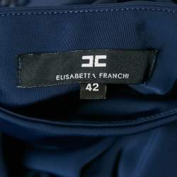 Pre Owned Elisabetta Franchi Blue Printed Jersey Mini Dress M