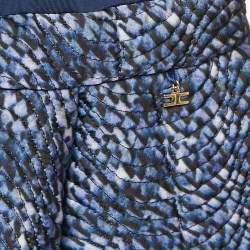 Pre Owned Elisabetta Franchi Blue Printed Jersey Mini Dress M