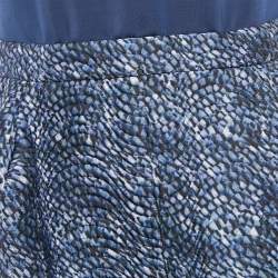 Pre Owned Elisabetta Franchi Blue Printed Jersey Mini Dress M