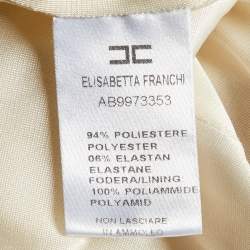 Pre Owned Elisabetta Franchi Cream Jersey Sleeveless Sheath Dress M